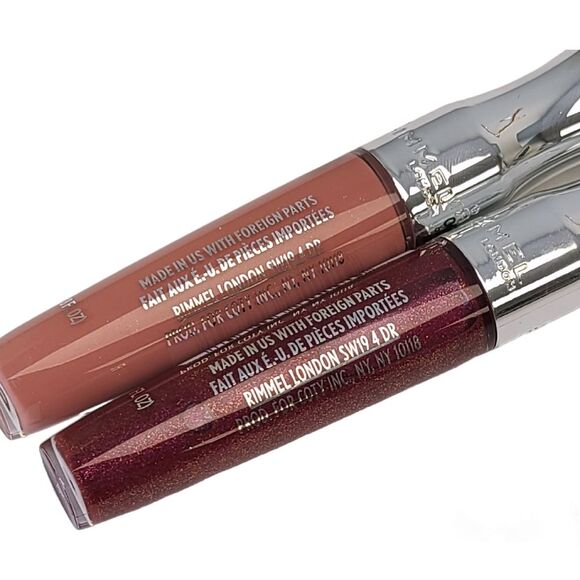 NWT Rimmel Stay Glossy Lipgloss Grind Time & Bare Minimum Bundle of 2 - Picture 2 of 9